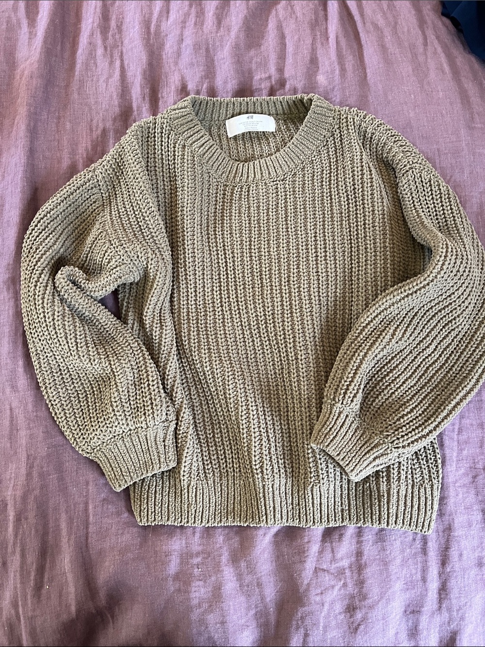 H&M Taupe Ribbed Crewneck Sweater